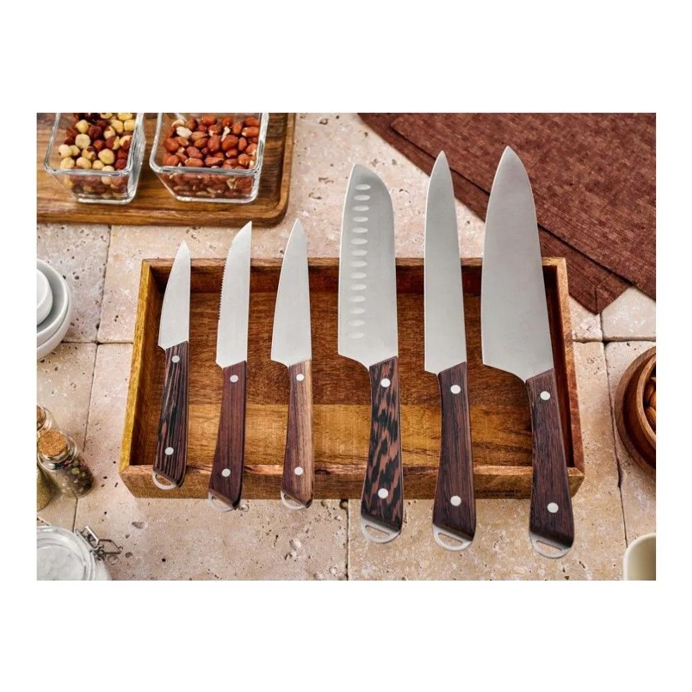 Set de couteaux de cuisine avec bloc en bois 7 couteaux à manche en bois urne avec bloc couteau en acier tranchant 