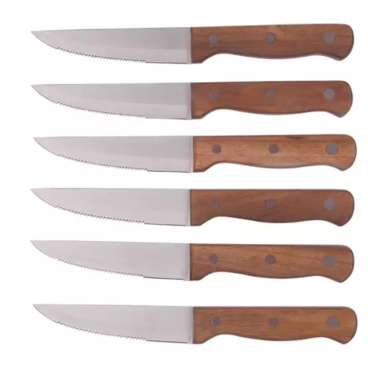 Ensemble de couteaux à steak de 5 pouces de haute qualité avec poignée parkwood, ensemble de couteaux en acier inoxydable de 5 pièces 