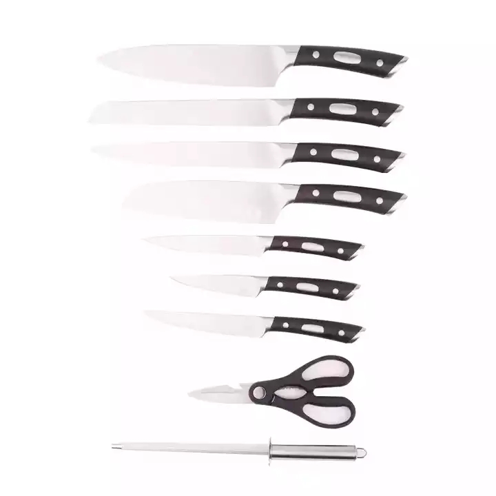 Hot vente couteau de chef allemand cuisine couteau utilitaire set caoutchouc bloc en bois 