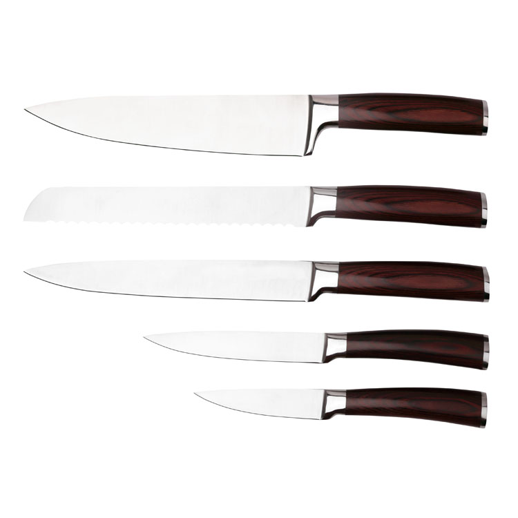 Meilleur professionnel 6 pièces cuisine forgé bloc couteau set cuisine manche en bois 