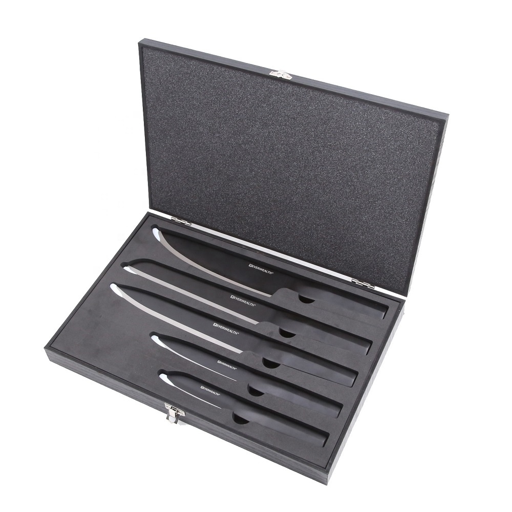 Outil de cuisine professionnel Premium noir oxyde couteau de chef Set de viande végétale 8 pouces couteau de cuisine Set de gravure 