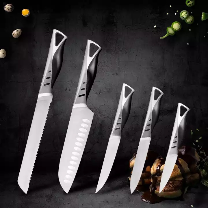2022 vente chaude nouvelle conception lame poignée 5 pièces couteau ensemble de couteaux de cuisine en acier inoxydable 
