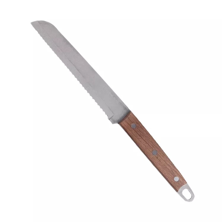 Best - seller 8 pouces manche en bois acier inoxydable pain couteau à sculpter Chine Cuisine Chef couteau vaisselle set 