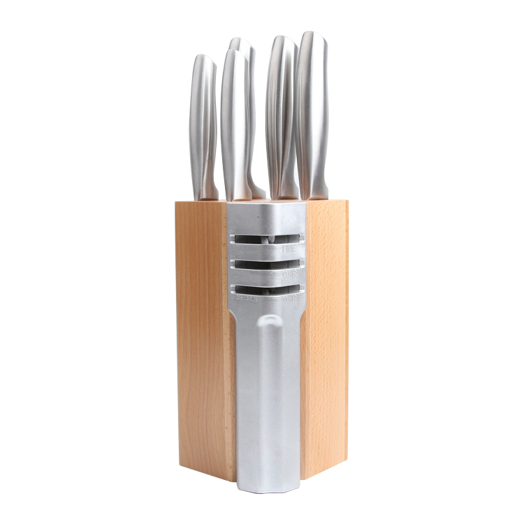 Nouveau design 6 pièces petit couteau multifonctionnel set couteau de cuisine avec support en bois 