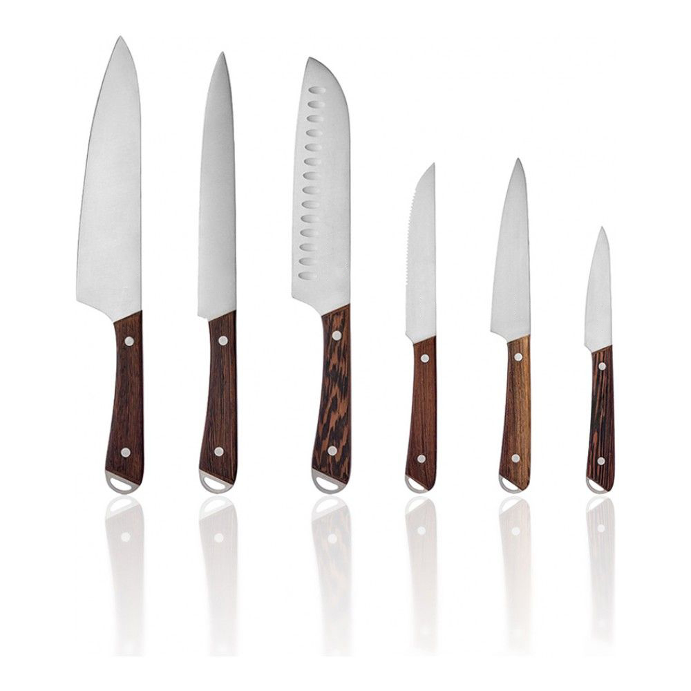 Set de couteaux de cuisine avec bloc en bois 7 couteaux à manche en bois urne avec bloc couteau en acier tranchant 