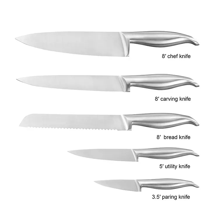 Nouvelle tendance 7 pièces 430 poignée creuse + poignée polie givrée ensemble de couteaux de cuisine japonais en acier inoxydable 5cr15 